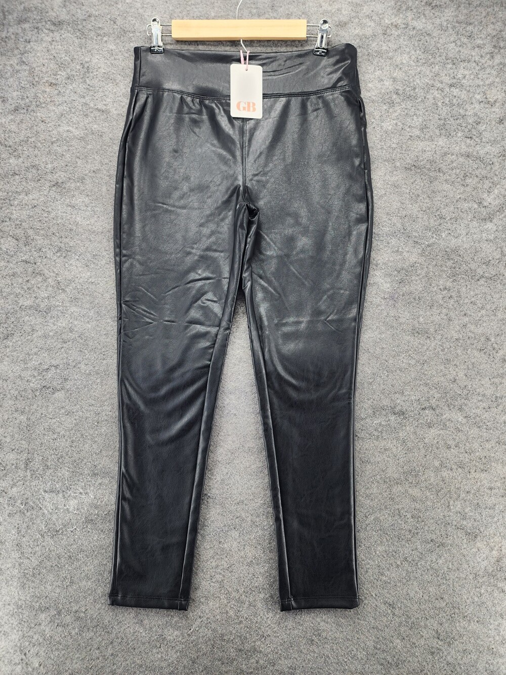 GB Pants Womens Juniors Large Pull On Black Faux Leather